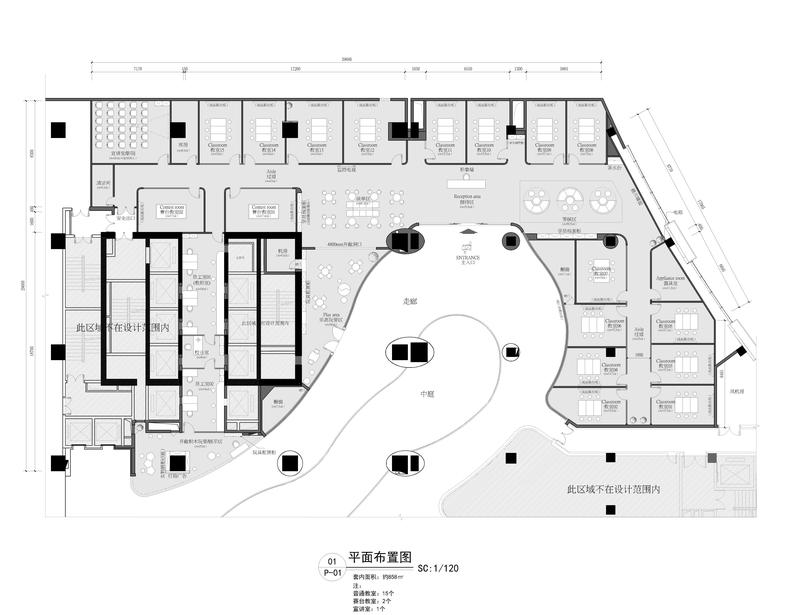 昆明机器人儿童学院培训机构装修平面布置图